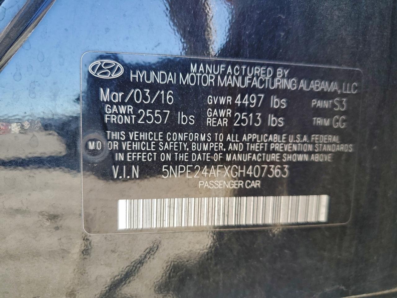 2016 HYUNDAI SONATA