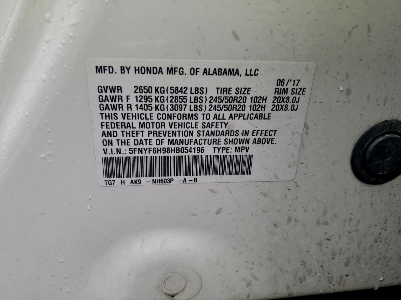 2017 HONDA PILOT