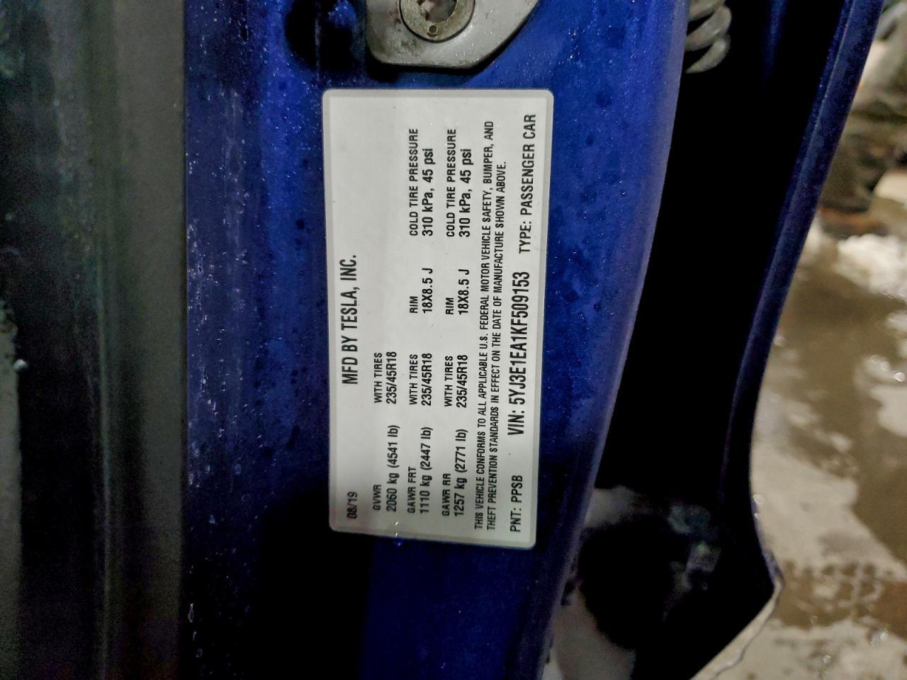 2019 TESLA MODEL 3