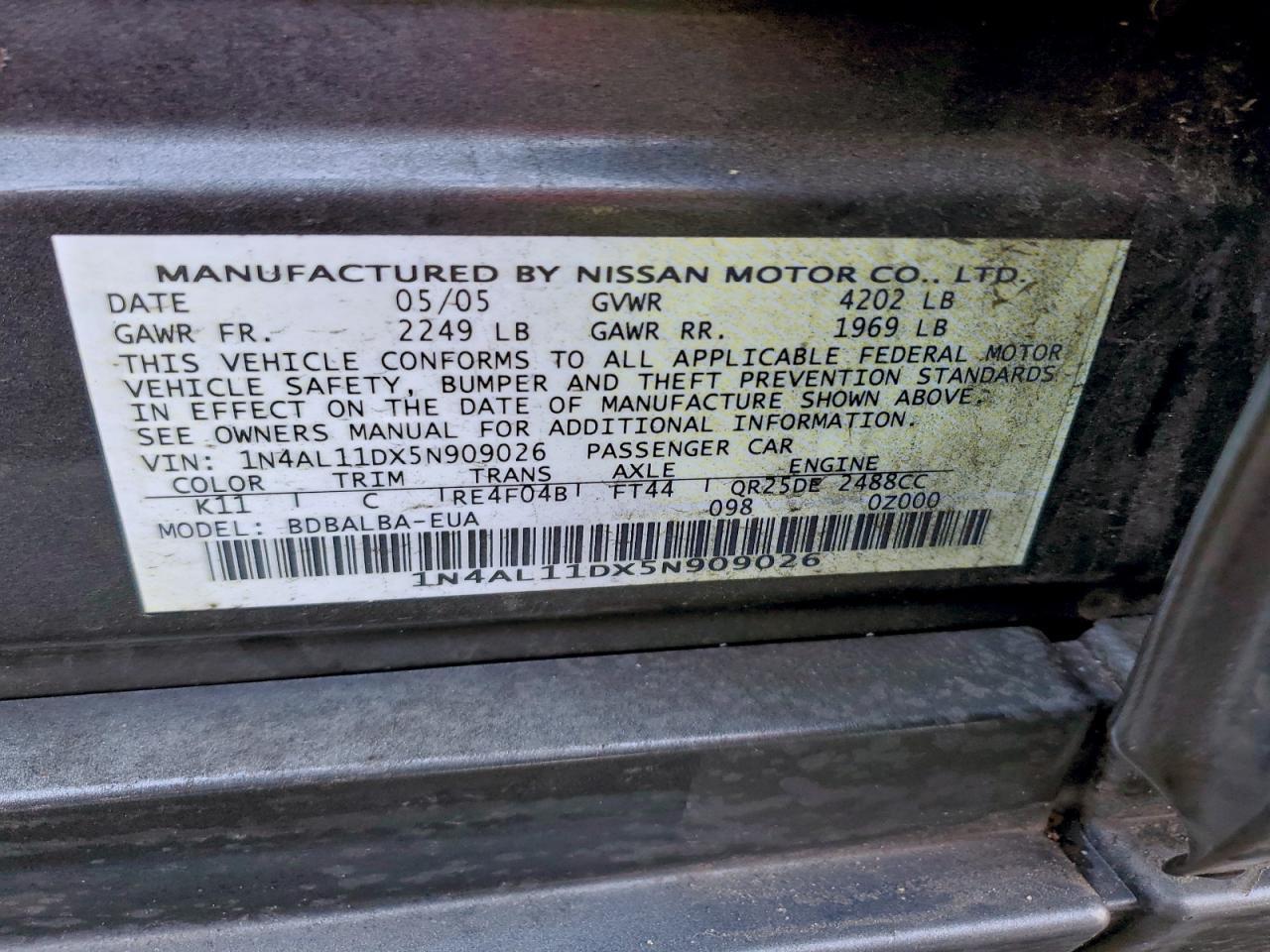 2005 NISSAN ALTIMA