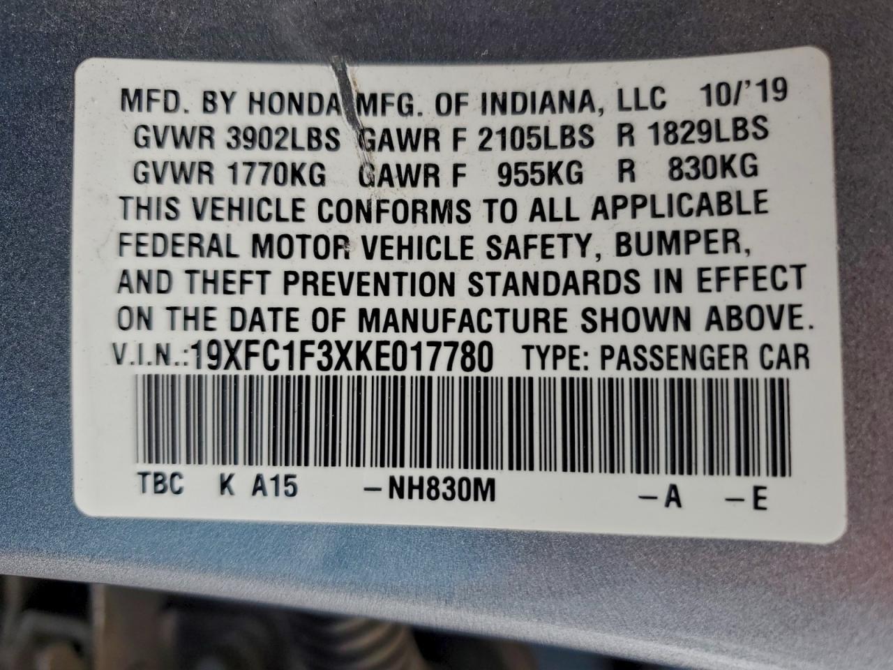 2019 HONDA CIVIC
