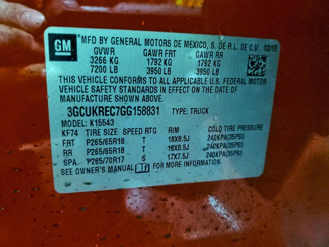 2016 CHEVROLET SILVERADO 1500