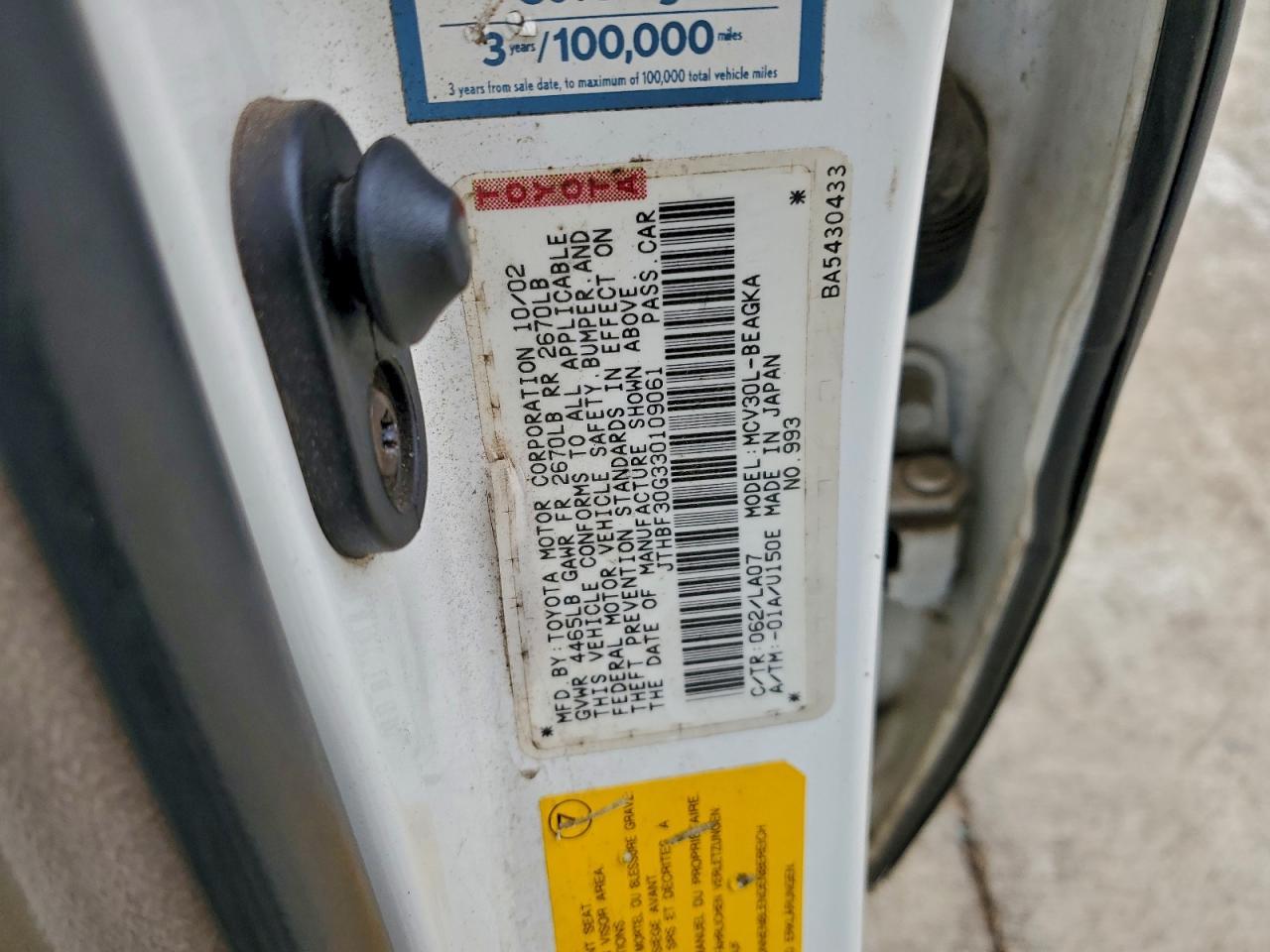 2003 LEXUS Es 300