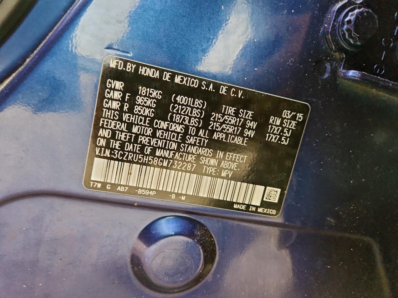2016 HONDA HR-V