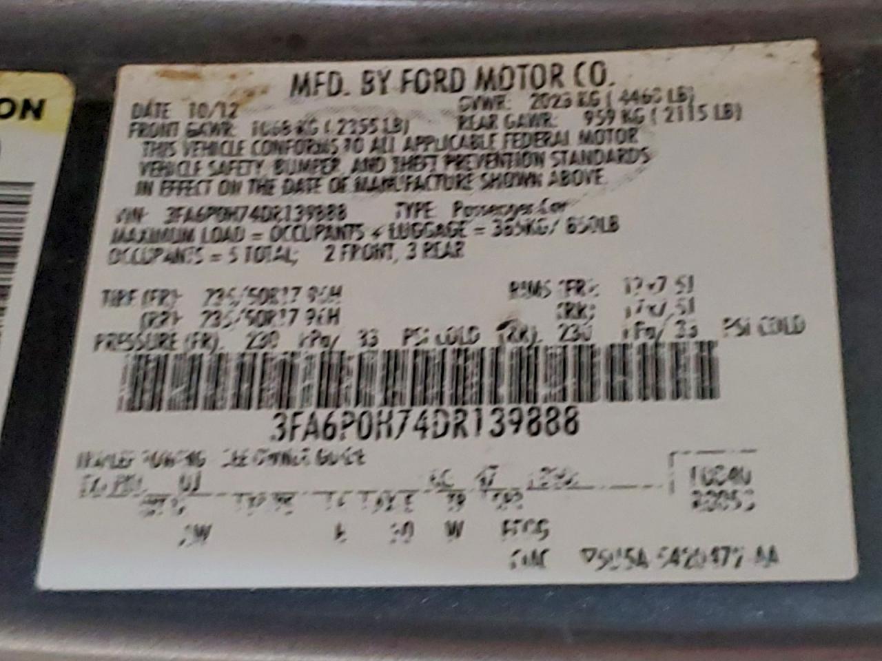 2013 FORD FUSION