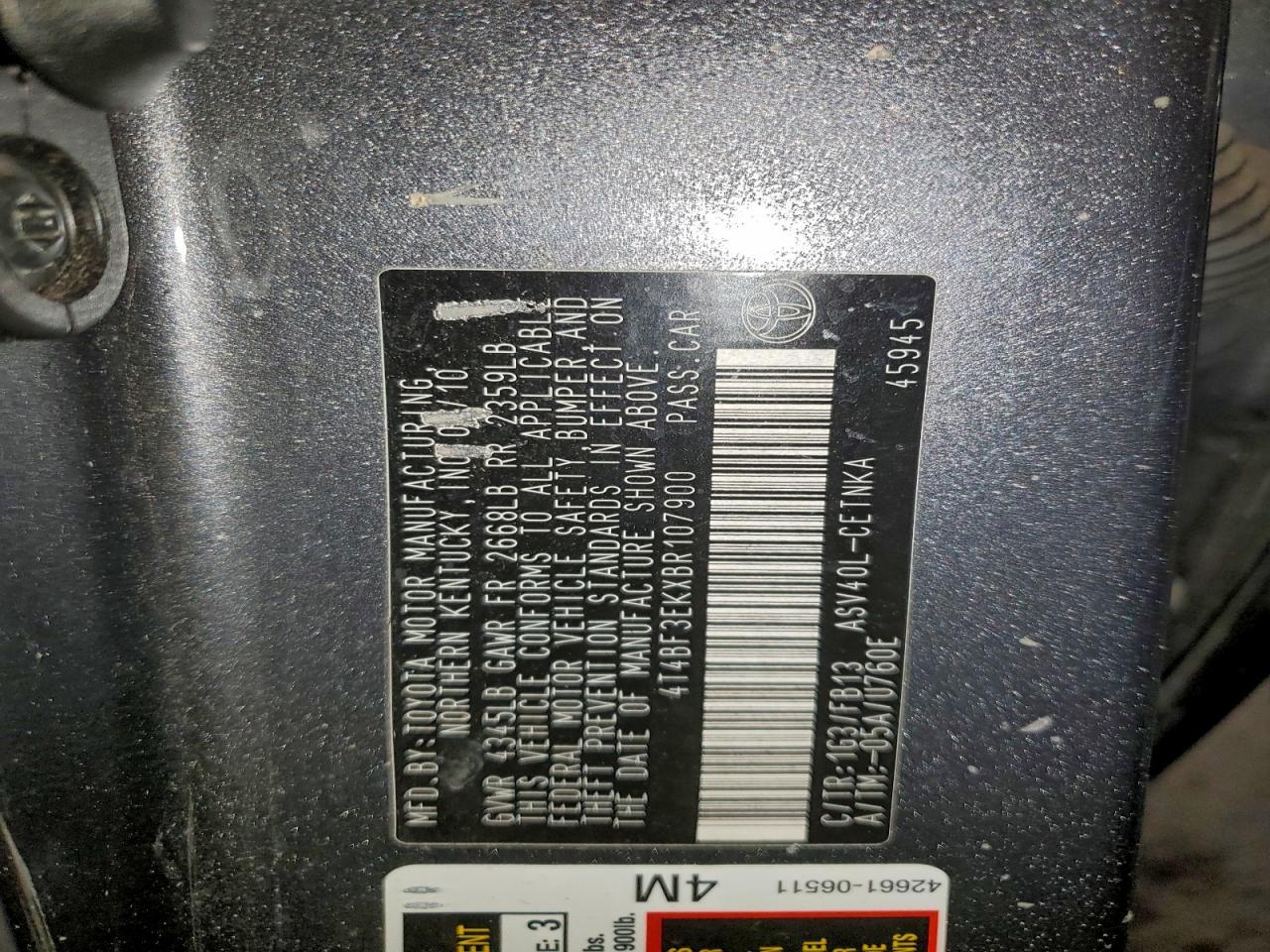 2011 TOYOTA CAMRY