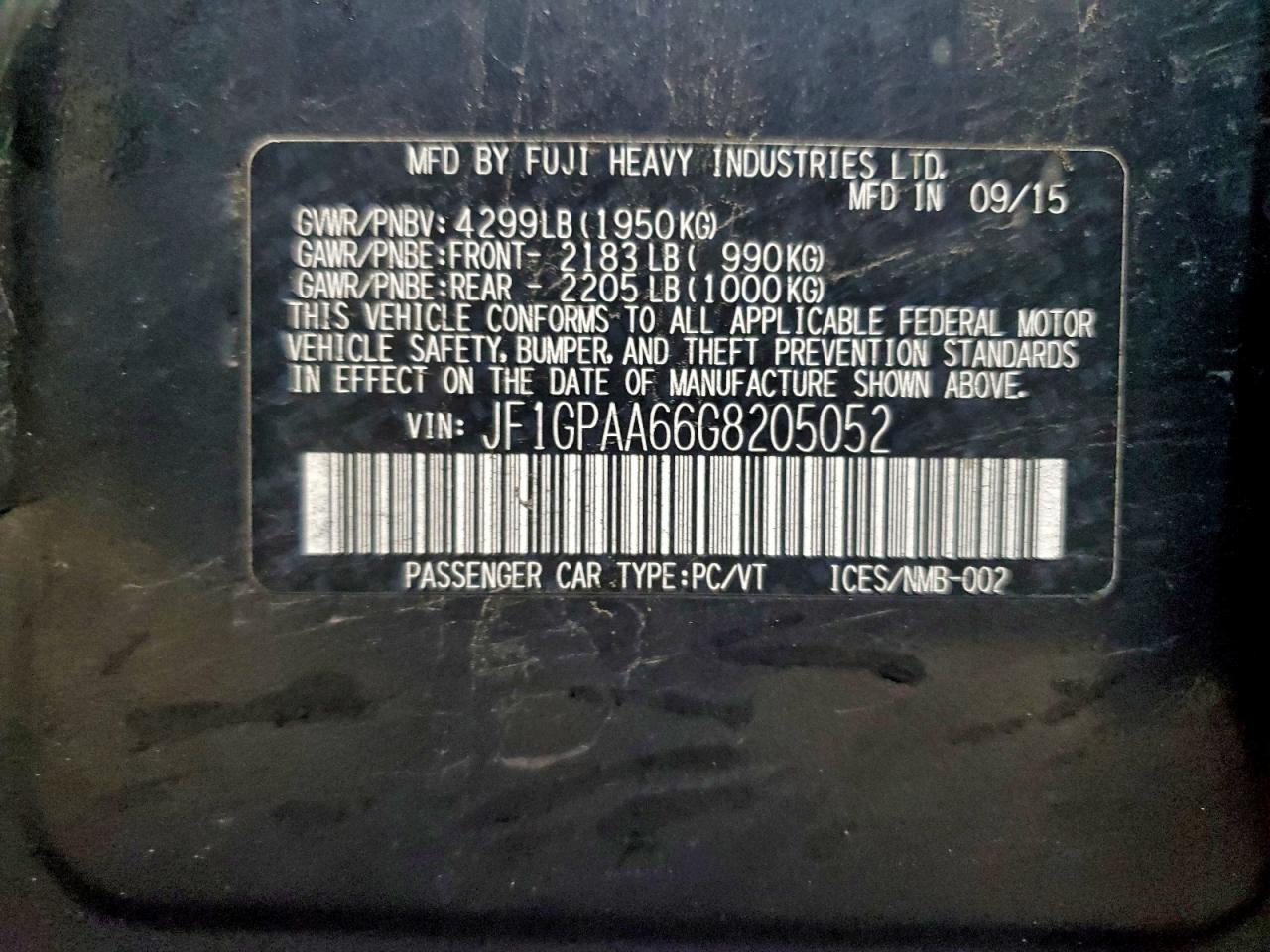 2016 SUBARU IMPREZA