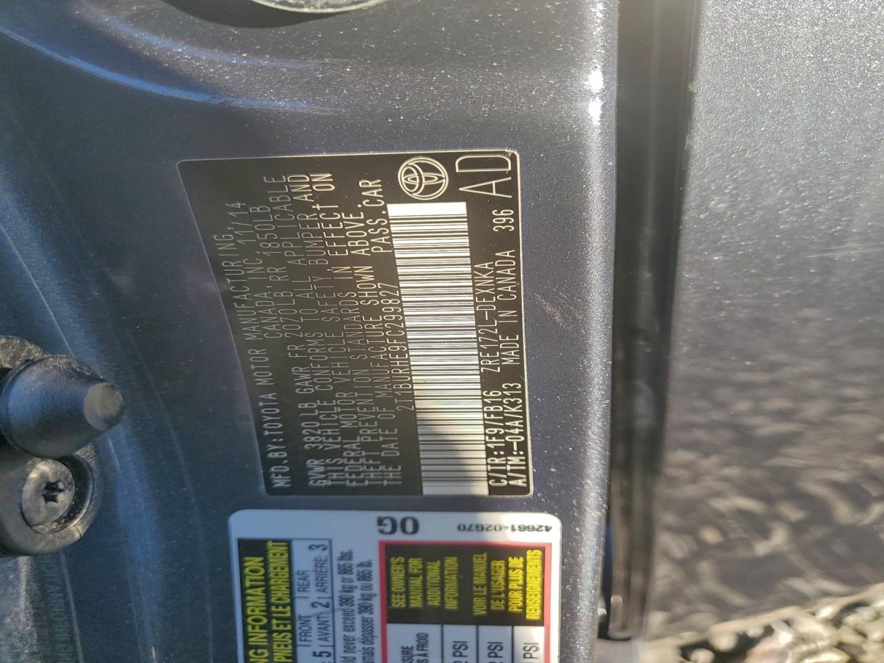 2015 TOYOTA COROLLA
