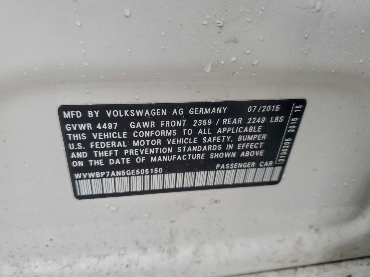 2016 VOLKSWAGEN CC