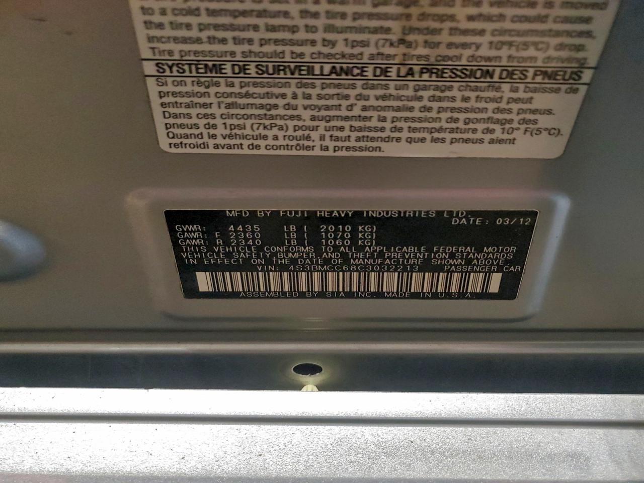 2012 SUBARU Legacy