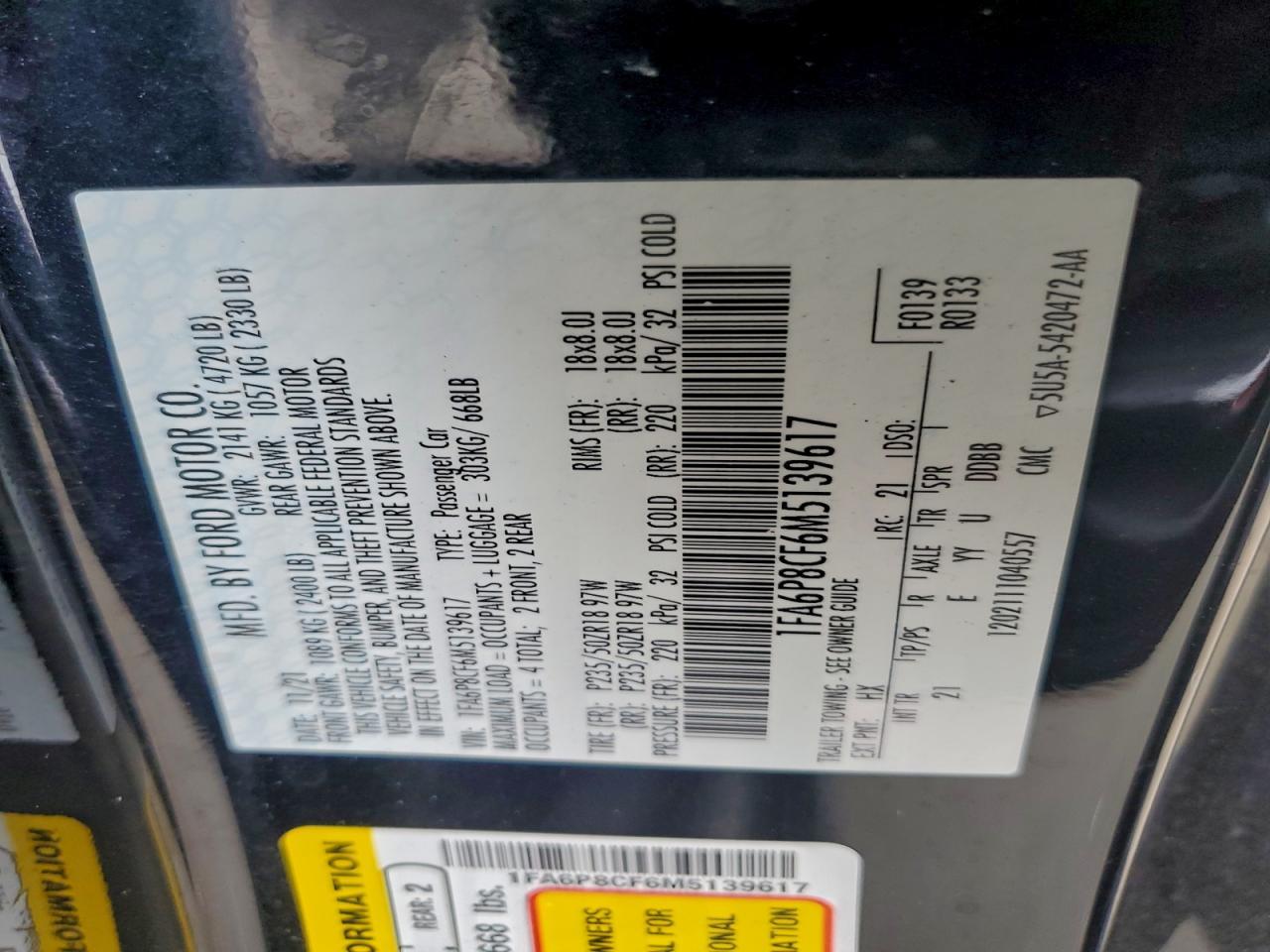2021 FORD MUSTANG