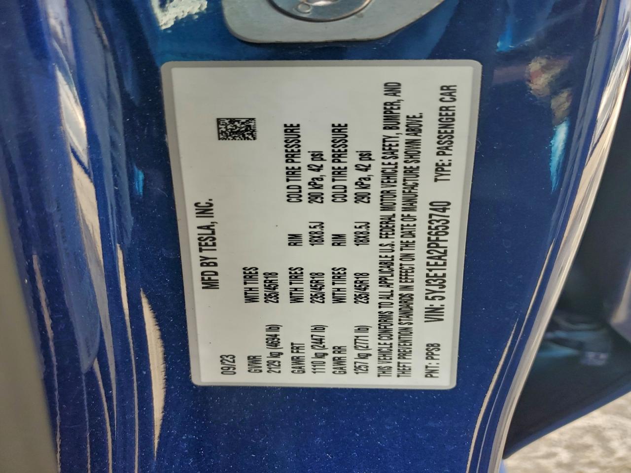 2023 TESLA MODEL 3