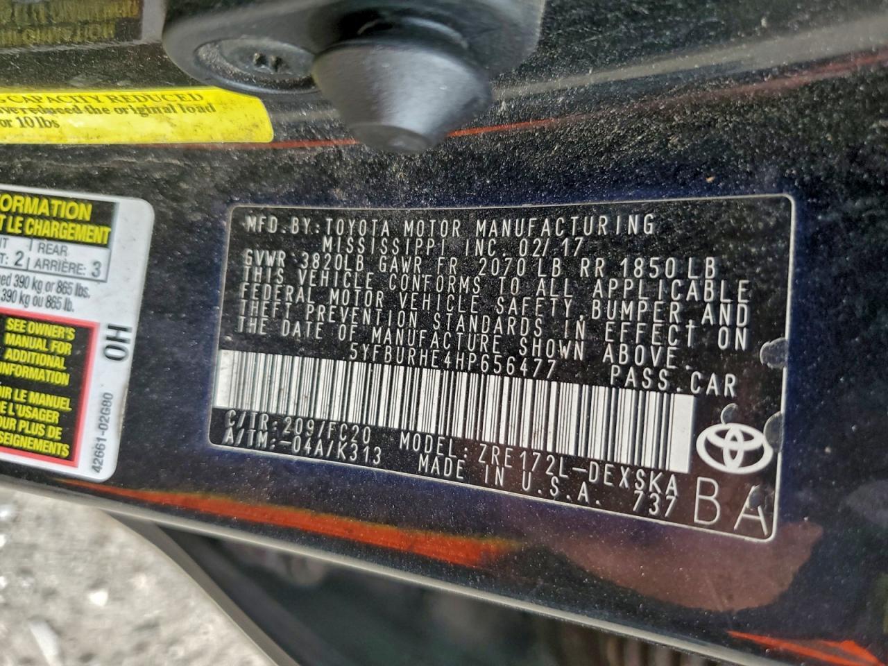 2017 TOYOTA COROLLA