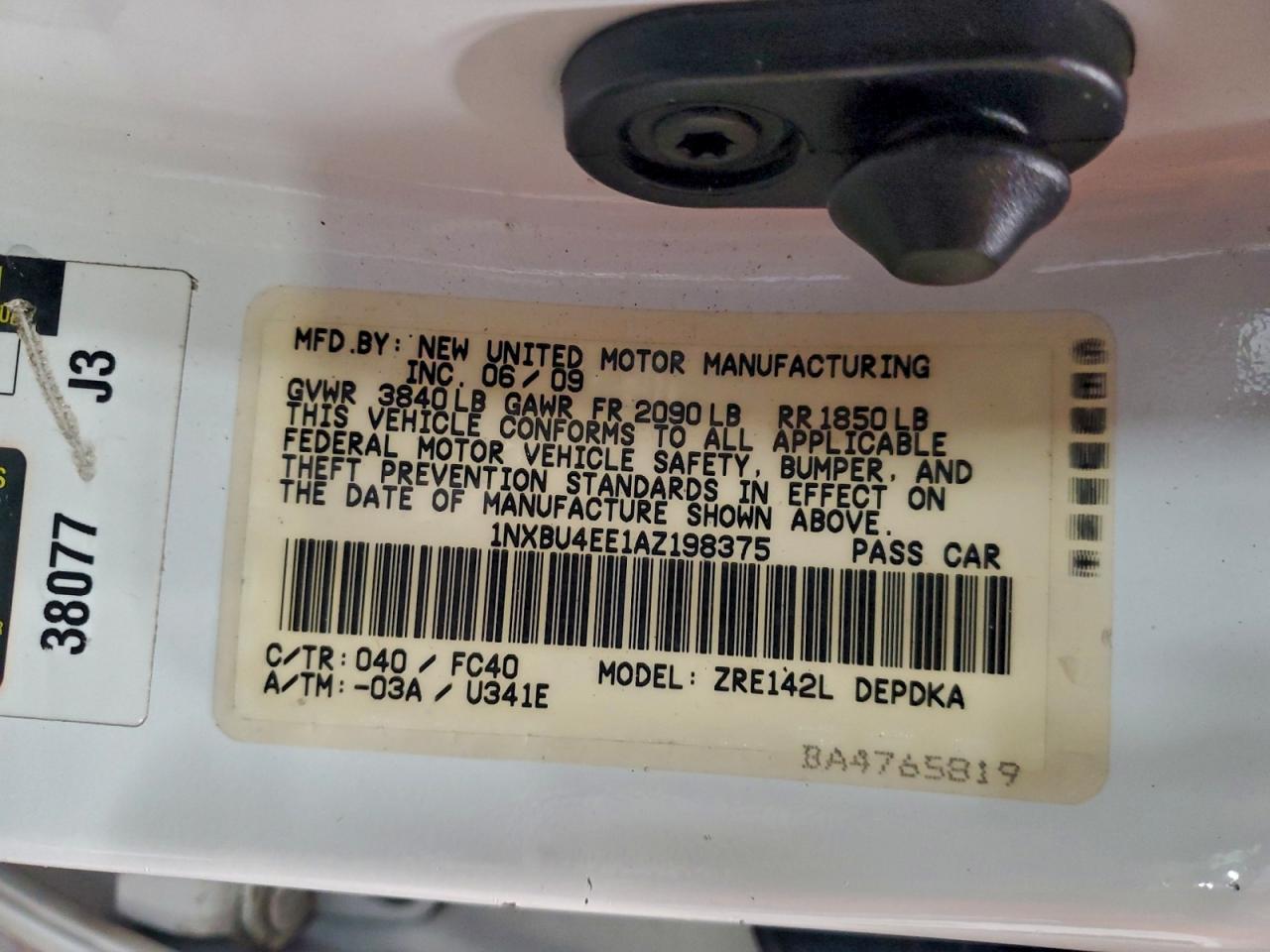 2010 TOYOTA COROLLA