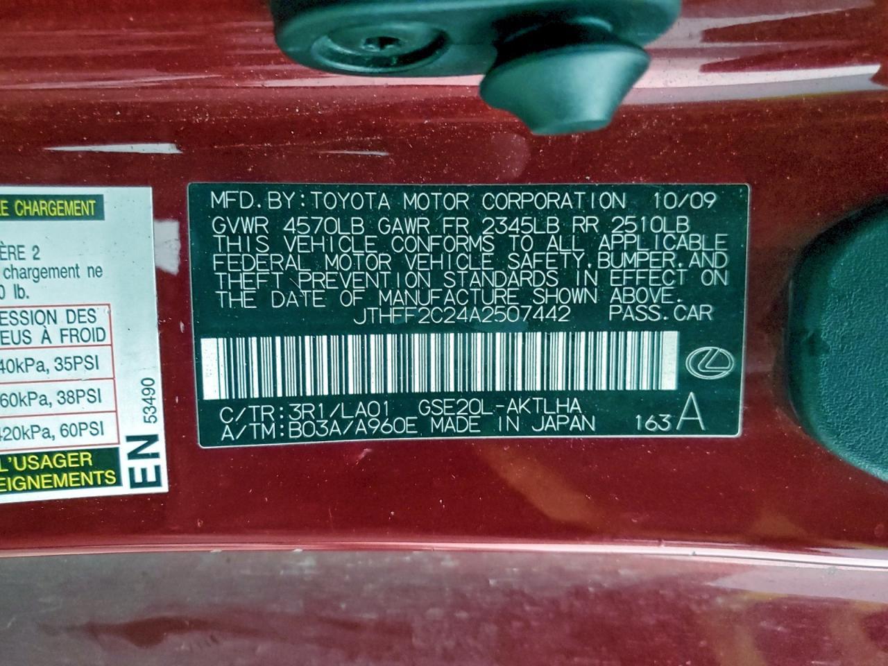 2010 LEXUS IS 250