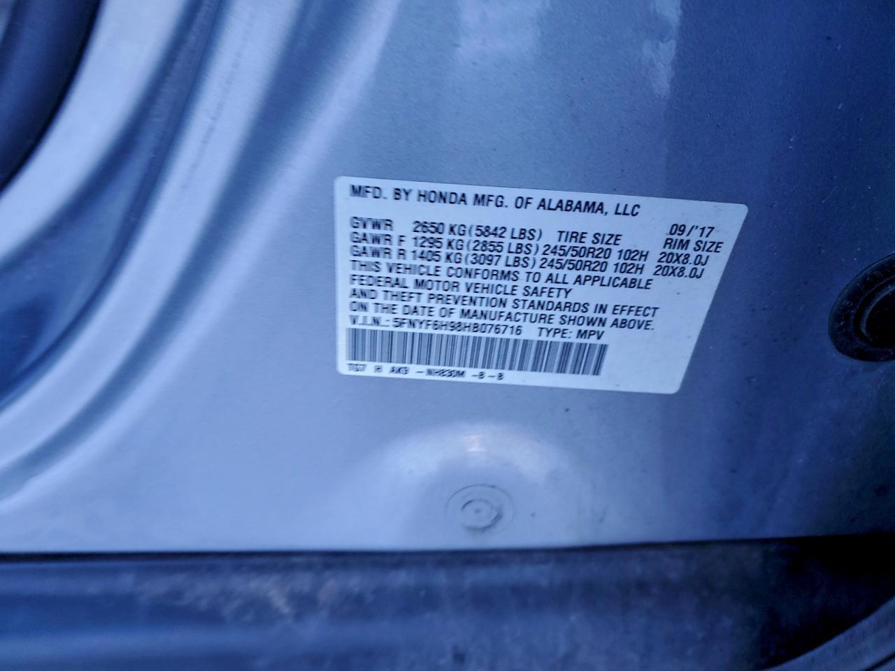 2017 HONDA PILOT