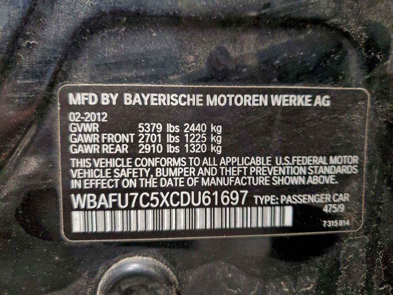 2012 BMW 5 series