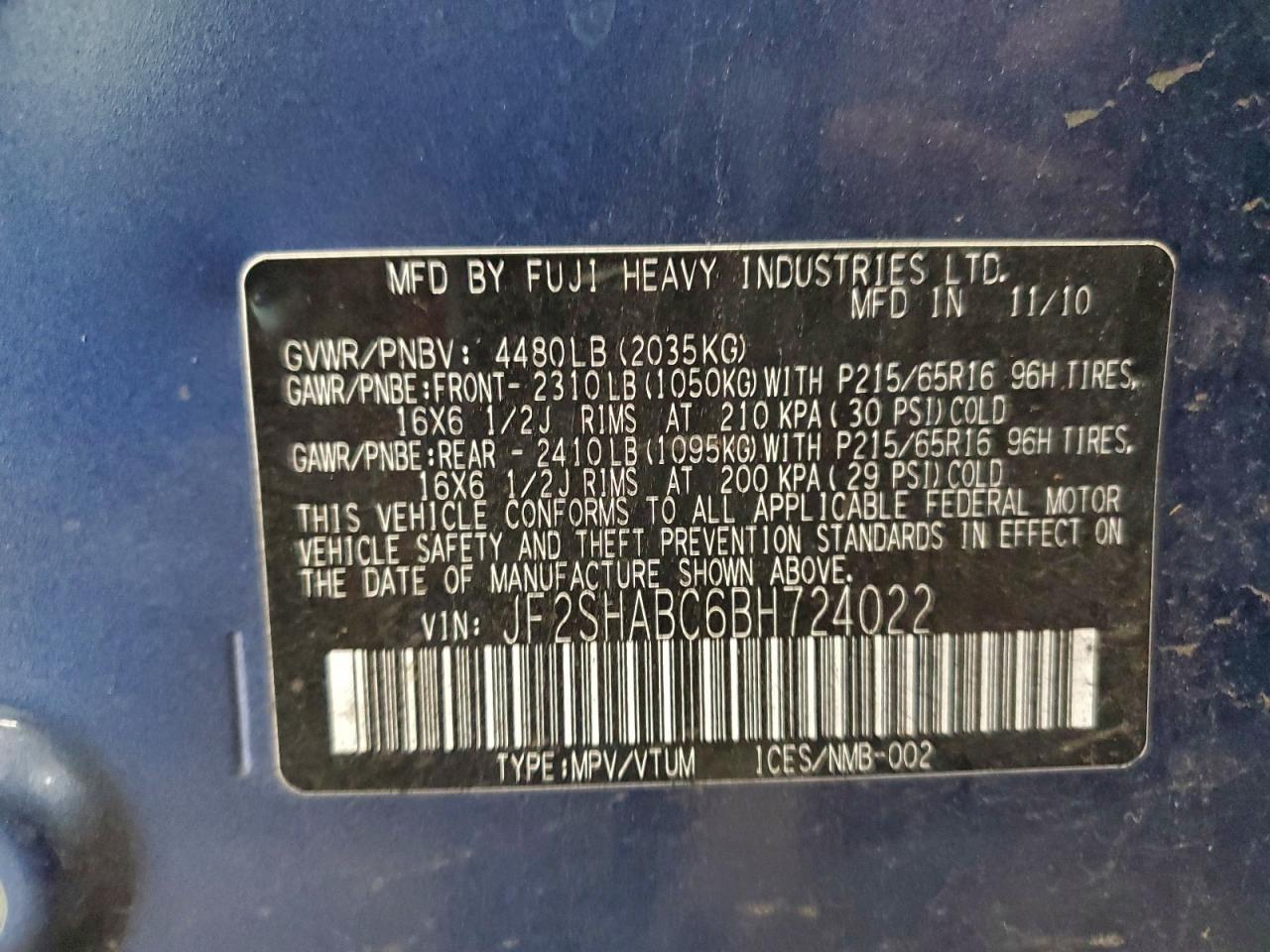 2011 SUBARU FORESTER