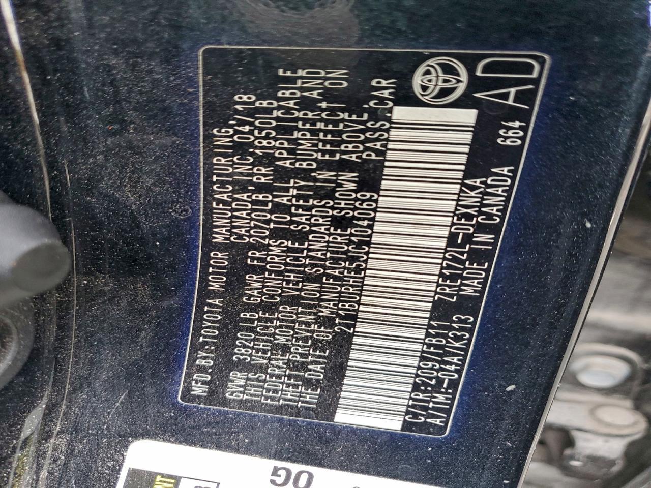 2018 TOYOTA COROLLA