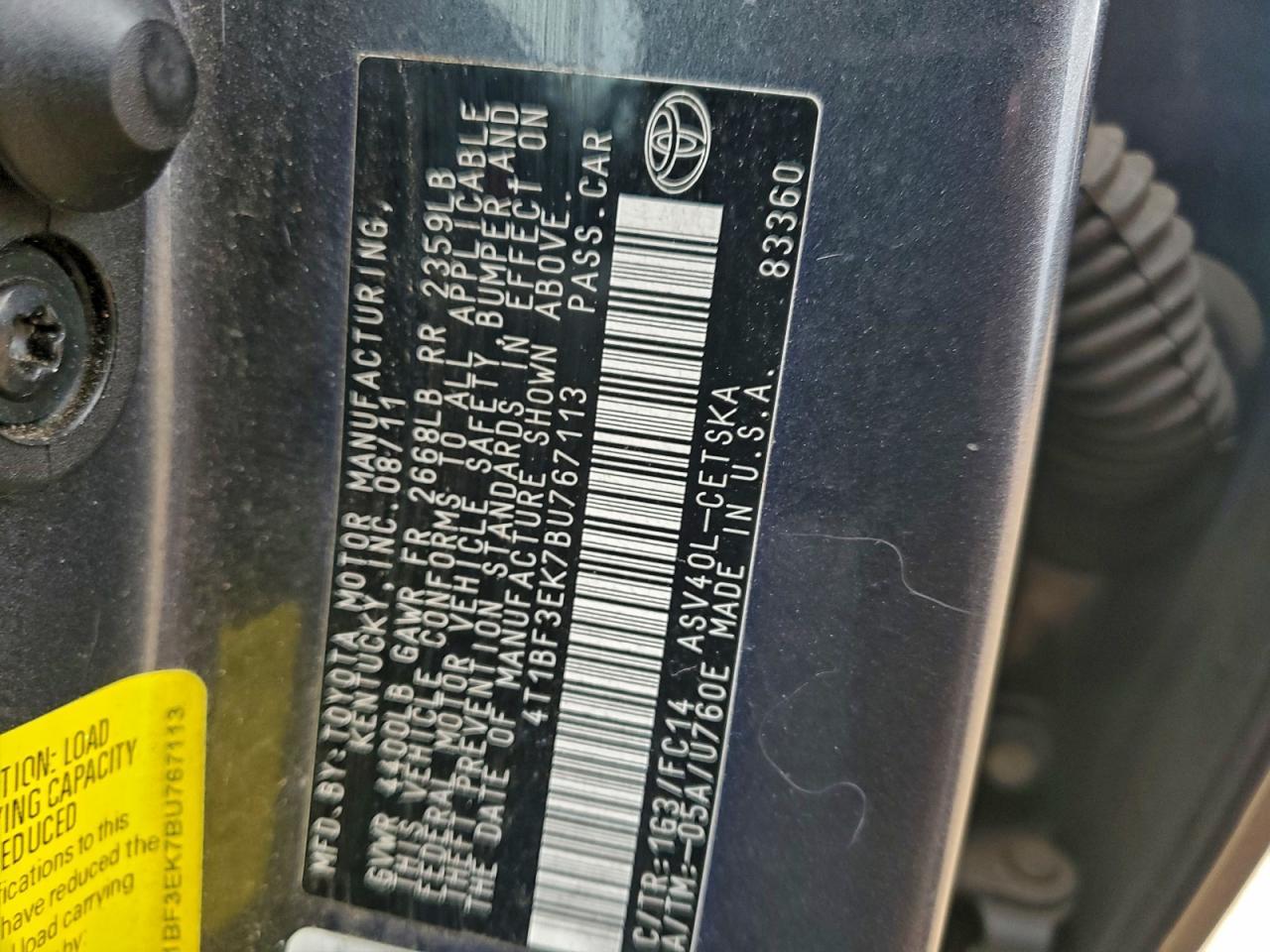2011 TOYOTA CAMRY