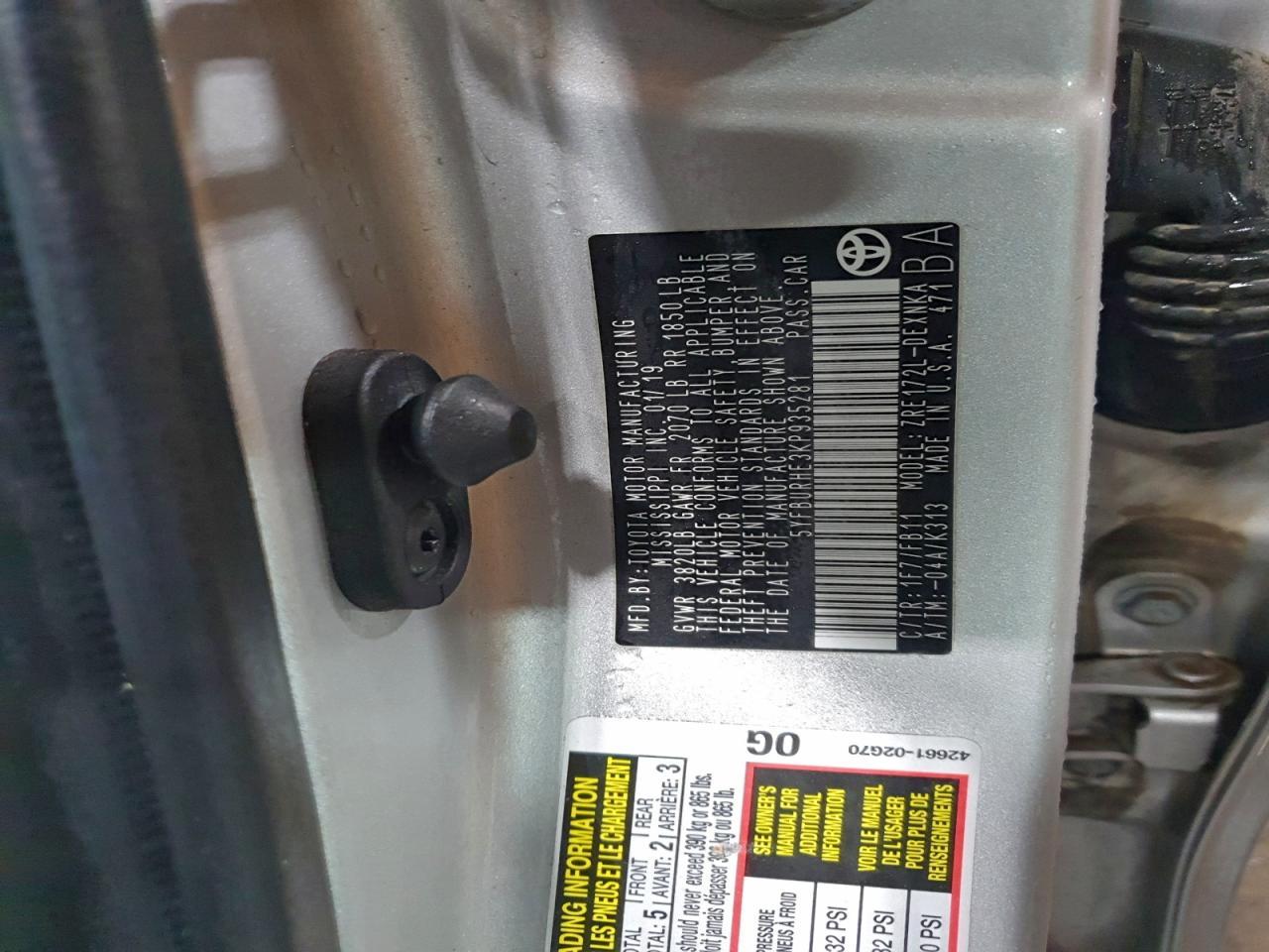 2019 TOYOTA COROLLA