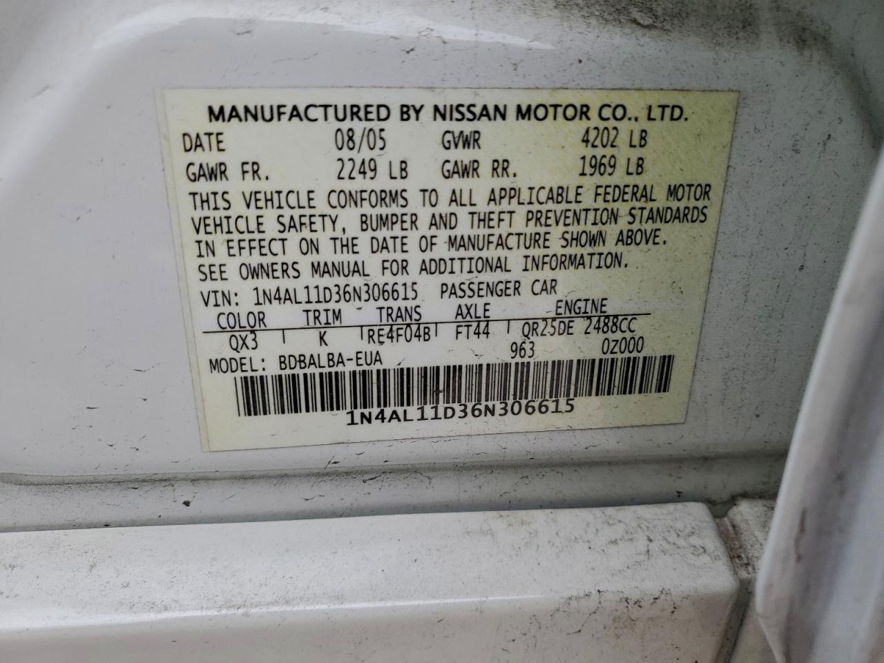 2006 NISSAN ALTIMA