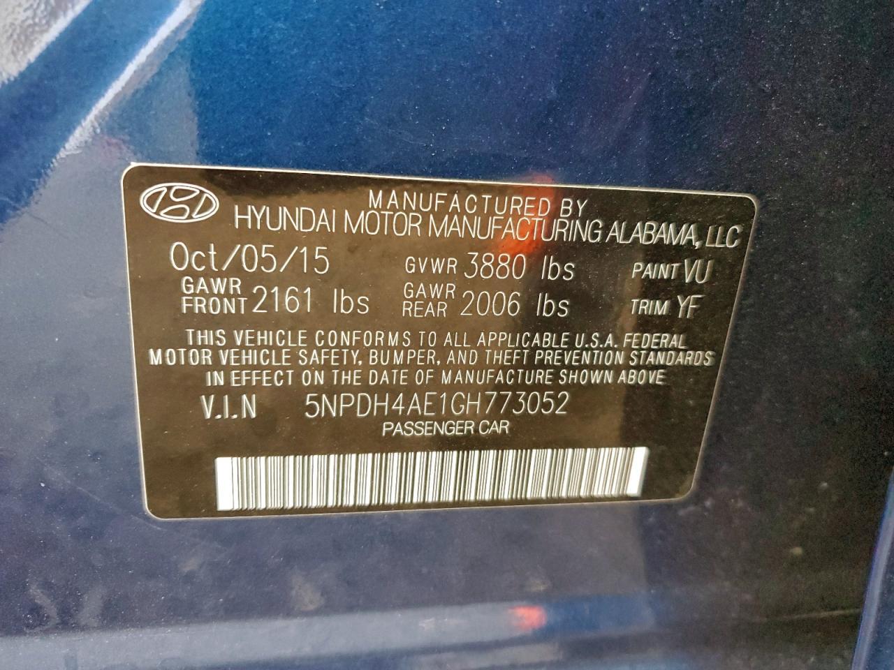 2016 HYUNDAI ELANTRA