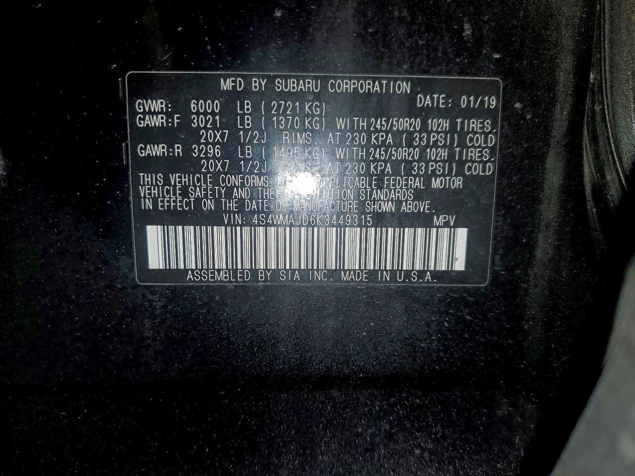 2019 SUBARU Ascent