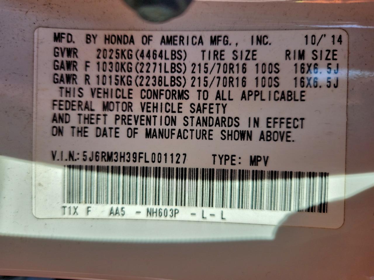 2015 HONDA CR-V