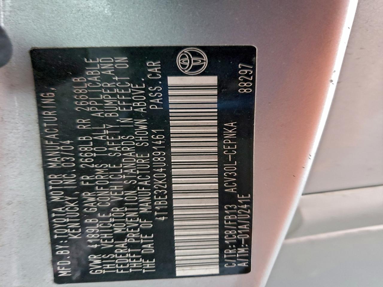2004 TOYOTA CAMRY