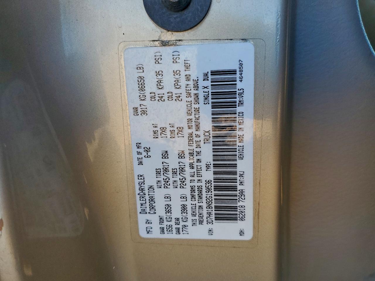2002 DODGE RAM 1500