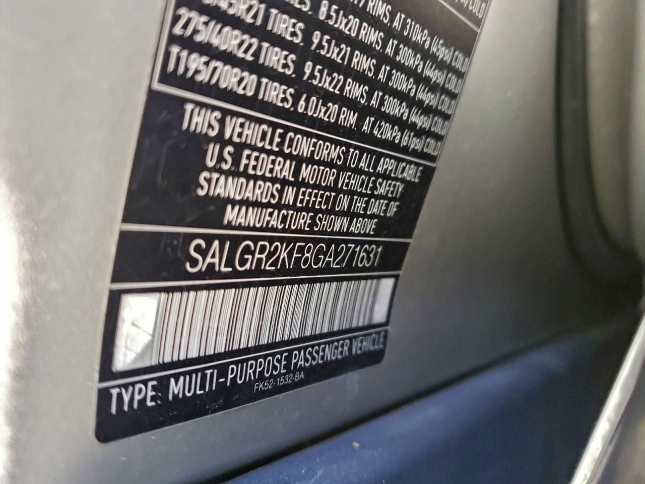 2016 LAND ROVER RANGE ROVER