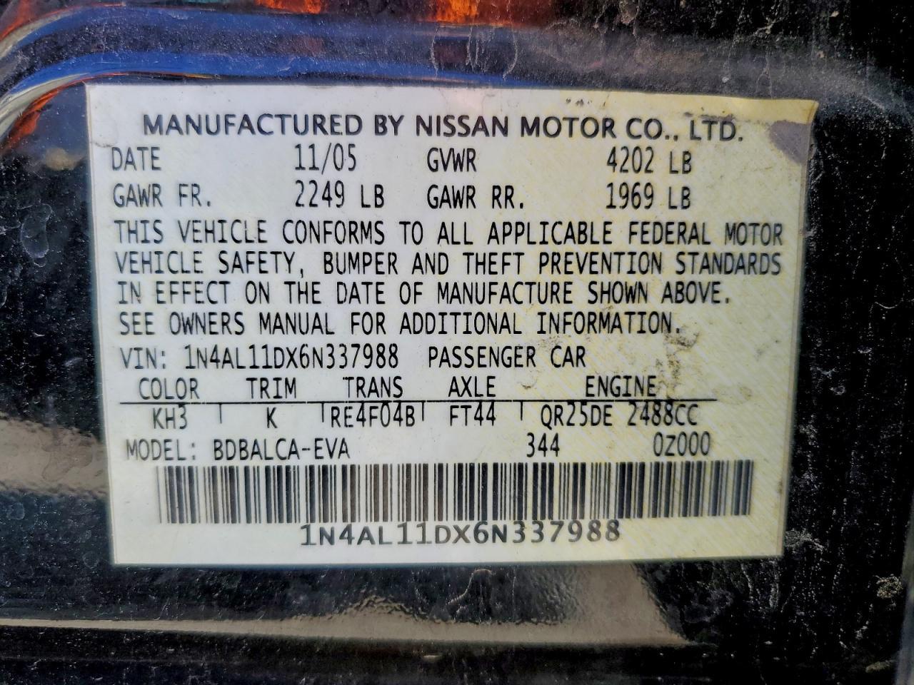 2006 NISSAN ALTIMA
