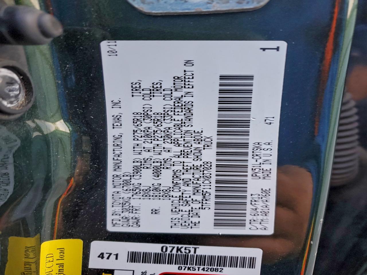 2012 TOYOTA TUNDRA