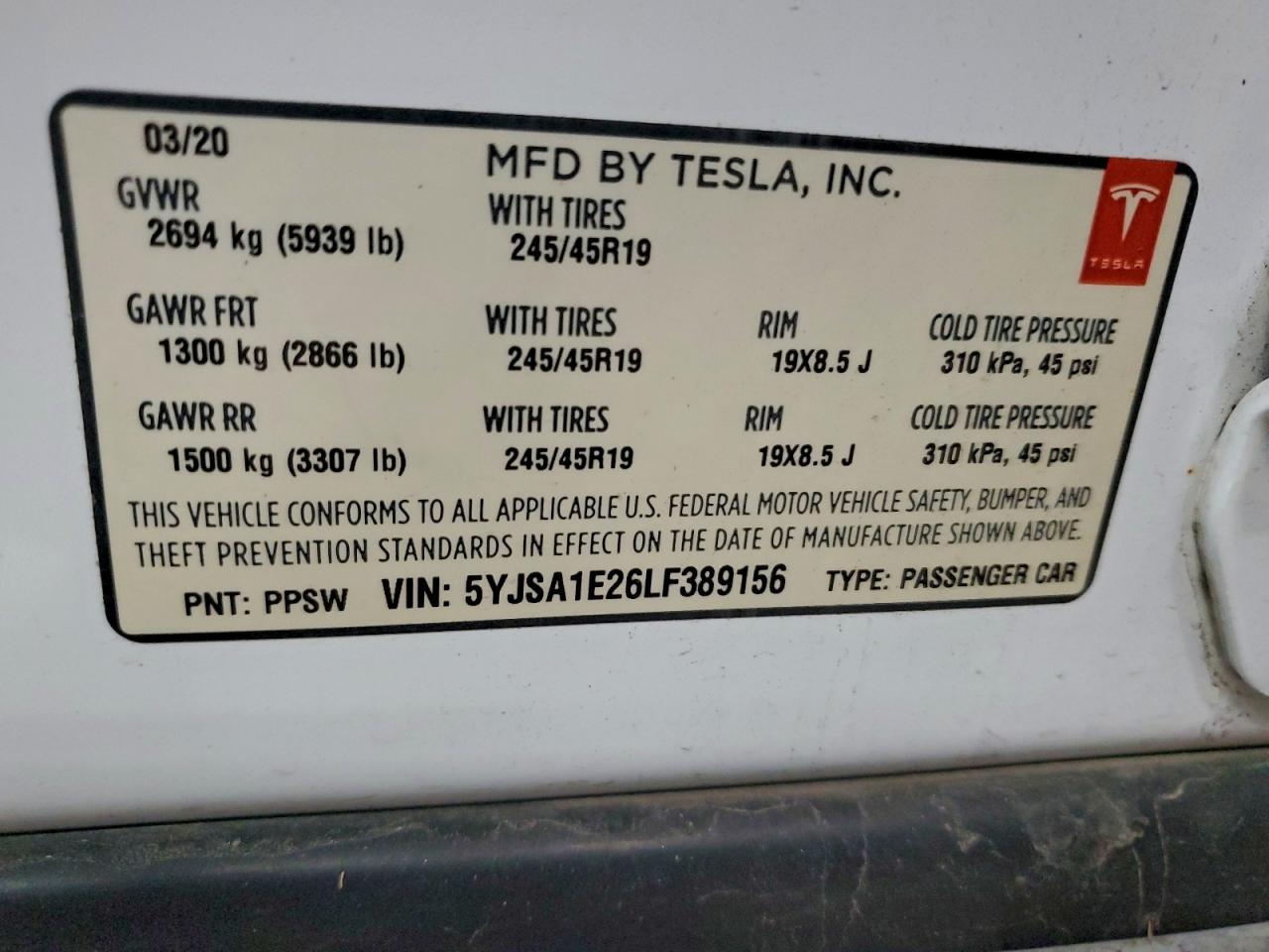 2020 TESLA MODEL S