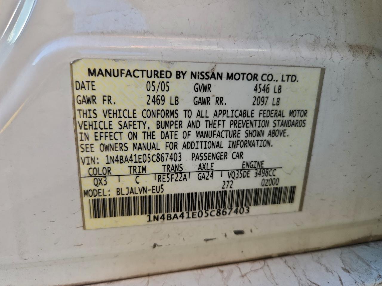 2005 NISSAN Maxima