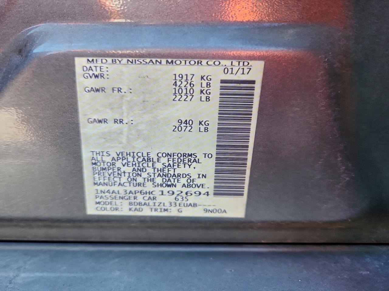 2017 NISSAN ALTIMA
