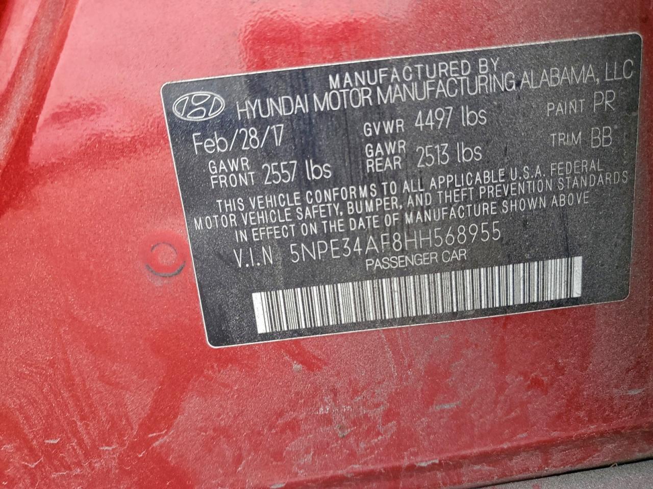 2017 HYUNDAI SONATA