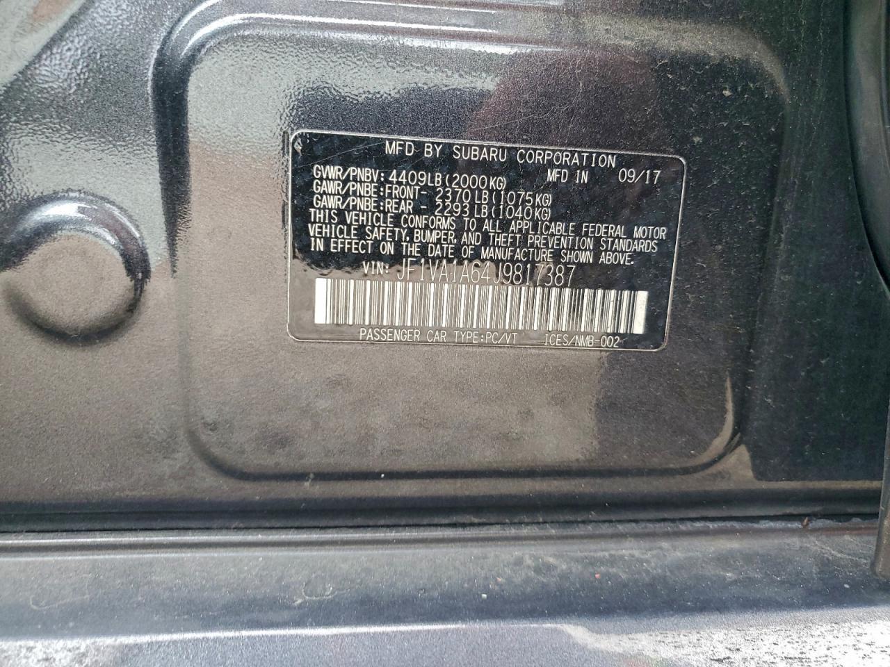 2018 SUBARU WRX