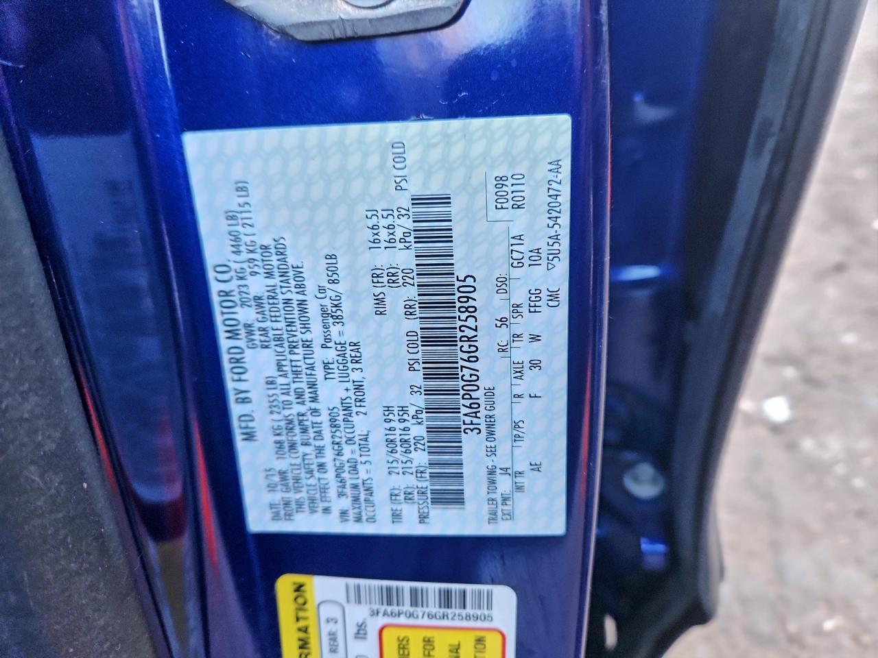 2016 FORD FUSION