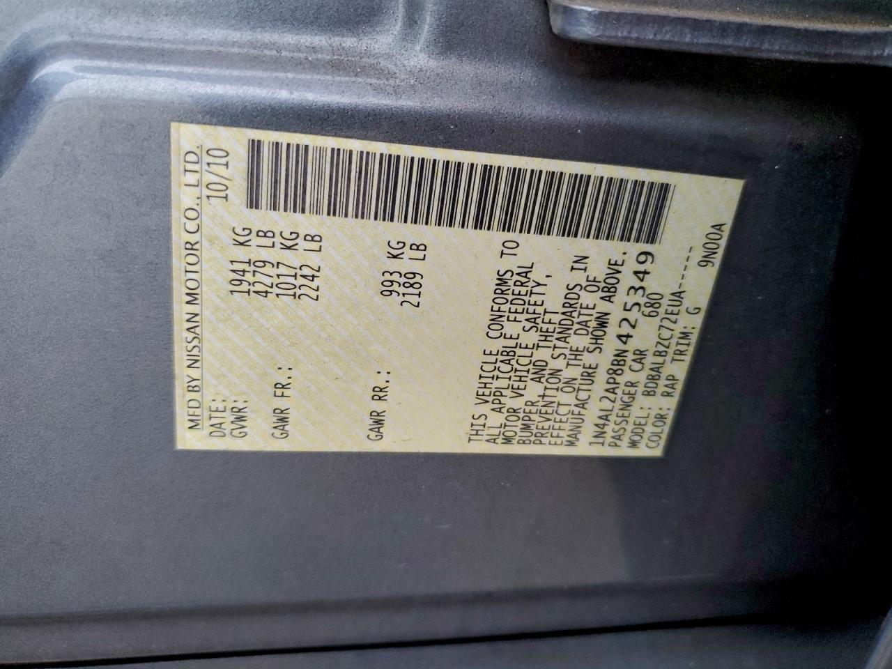 2011 NISSAN ALTIMA