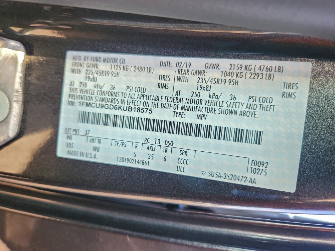 2019 FORD ESCAPE