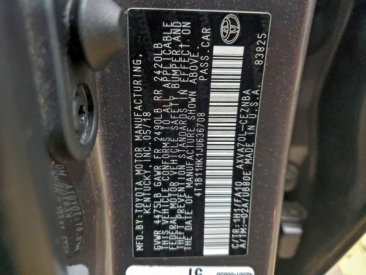 2018 TOYOTA CAMRY