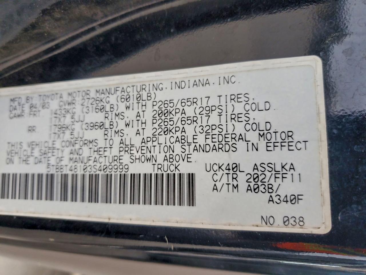2003 TOYOTA TUNDRA