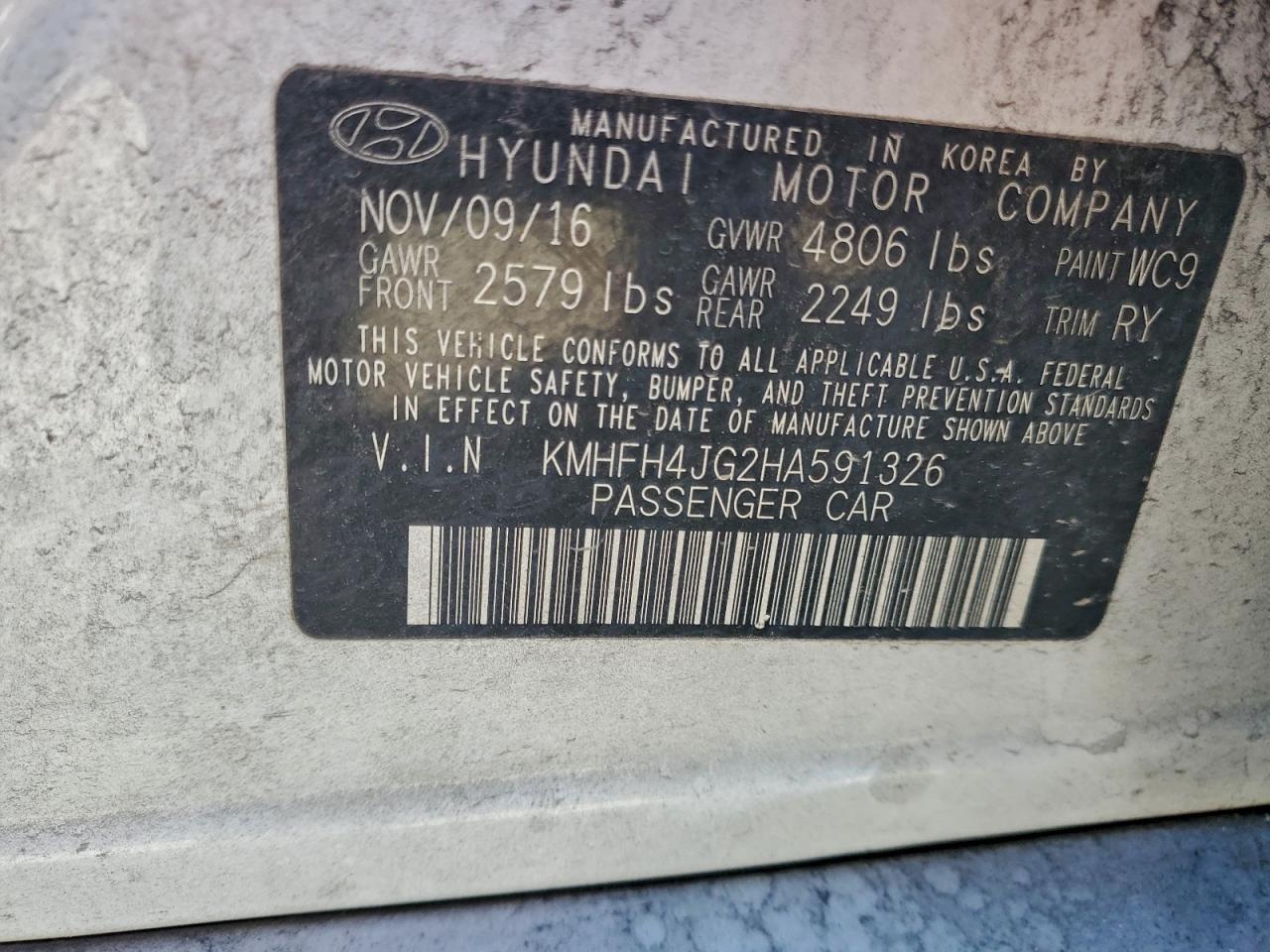 2017 HYUNDAI Azera