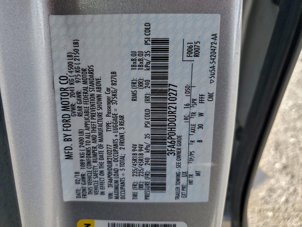 2018 FORD FUSION