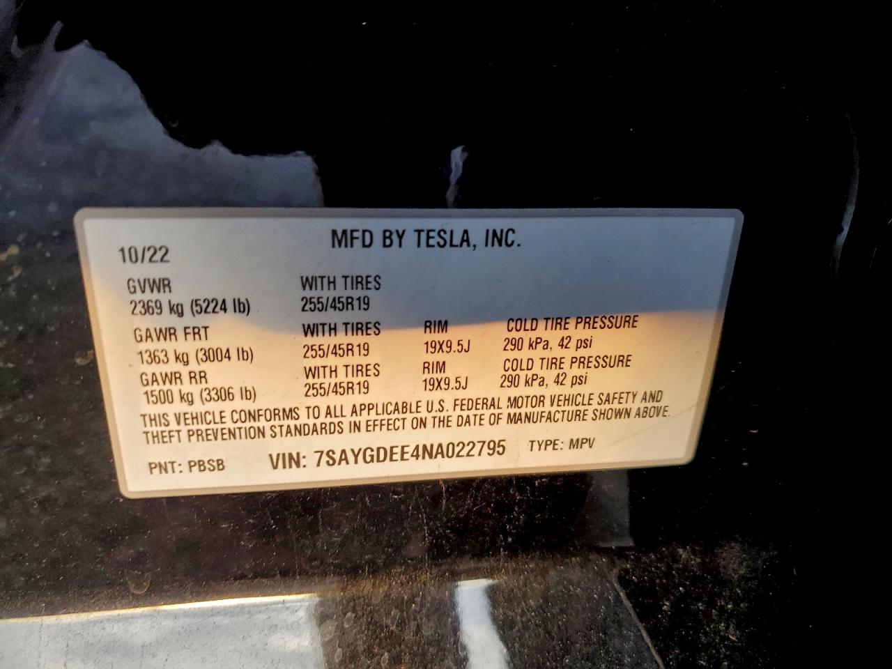 2022 TESLA MODEL Y