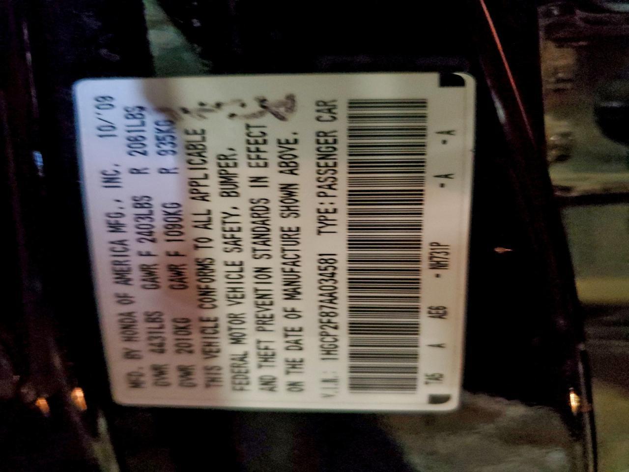 2010 HONDA ACCORD