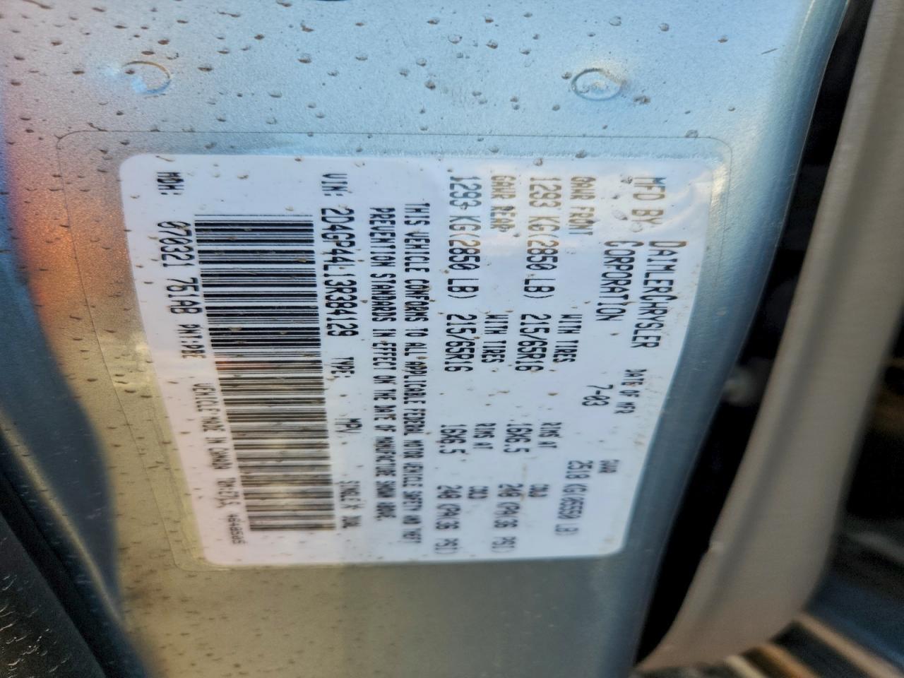 2003 DODGE GRAND CARAVAN