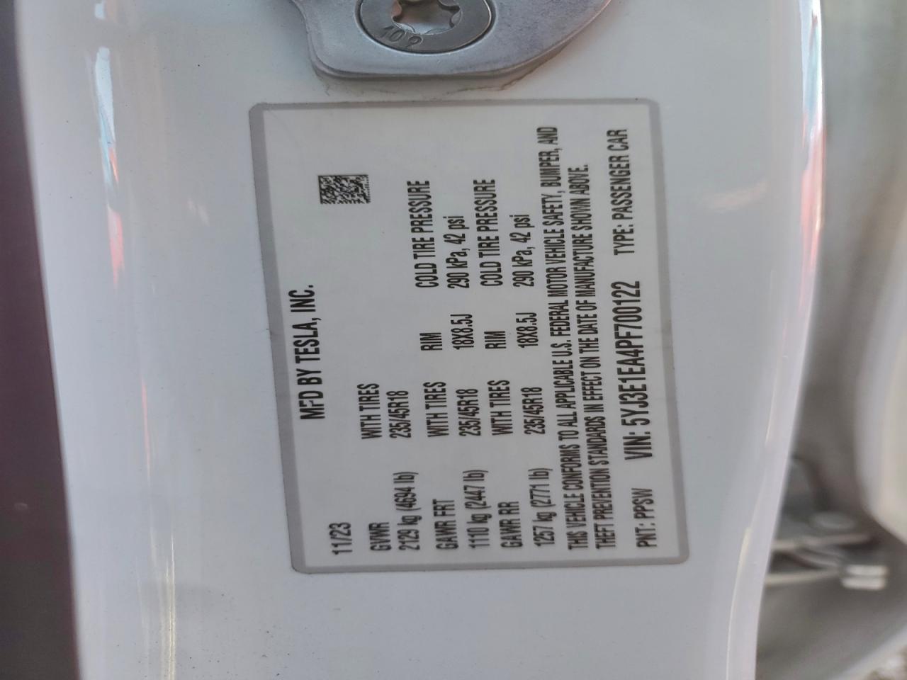 2023 TESLA MODEL 3